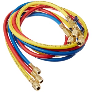 Yellow Jacket - 29986 Compact Valve Charging Hose 1/4″ (RYB), 72″, 3 Pack