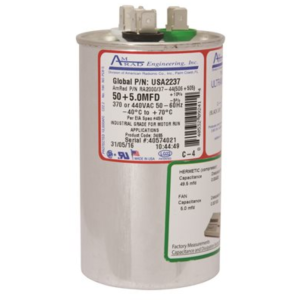 Amrad Engineering Round Motor Run Capacitor 50+5 MFD 370/440 VAC