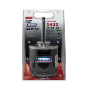 Rescue® EZ-Wire™ Blower Motor 1/2-1/6 w/ Capacitor 1075 RMP (115v)