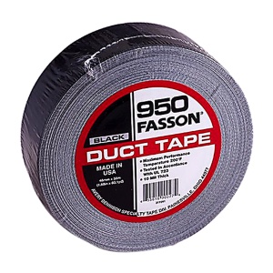 Fasson 950 black duct tape roll on white background