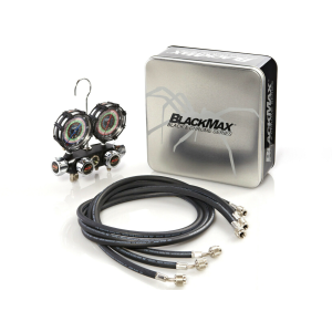 CPS BlackMax® MV4H4P5Z  Manifold and Gauge Set, 3.125" Class 1.0 Accuracy Gauges, 5' PRM Hoses