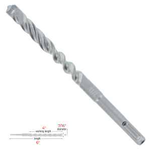 Rebar Demon™ SDS‑Plus 4‑Cutter Full Carbide Head Hammer Bit 7/16" x 4" x 6"