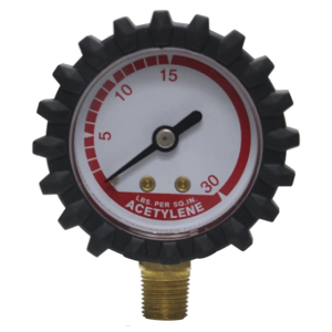 Uniweld G15D 1 1/2" 30 PSI Acetylene Replacement Delivery Gauge with Protective Rubber Boots