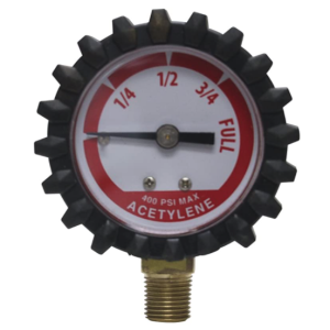 Uniweld G19D 1 1/2" 400 PSI Acetylene Replacement Contents Gauge with Protective Rubber Boots