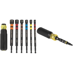 Klein Tools 32950 Hollow Magnetic Color-Coded Ratcheting Power Nut Driver Set with Handle Main