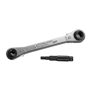 Yellow Jacket 60613 reversible straight service wrench with 1/2 and 9/16 inch hex ends and 3/16 and 1/4 inch square openings