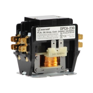 Everwell 2 Poles Contactor 30 Amp 208–240VAC – Dual-Pole HVAC Contactor Switch Main