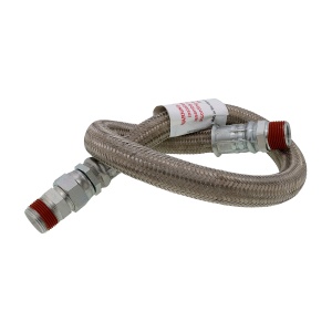 ChamFlex CH100036FM1000 1" x 36" Stainless Steel Braided Hose Assembly – Swivel MNPT x Fixed MNPT, 500 PSI, UL Rated