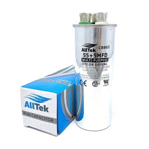 AllTek 55+5 MFD dual run round capacitor 370‑440 V