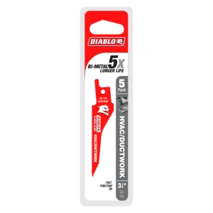 Diablo DS0332BF5 3-14 Bi-Metal Reciprocating Saw Blades – 5-Pack for HVAC & Ductwork Cutting Main
