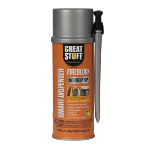 Great Stuff Fireblock Orange Foam Sealant filling wall cavity gap for fireblock and insulation